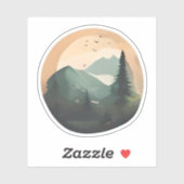 Sonnenaufgang über Gipfeln: Eine ruhige Bergwelt Aufkleber (Blatt)