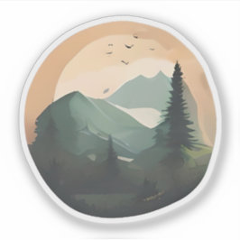 Sonnenaufgang über Gipfeln: Eine ruhige Bergwelt Aufkleber