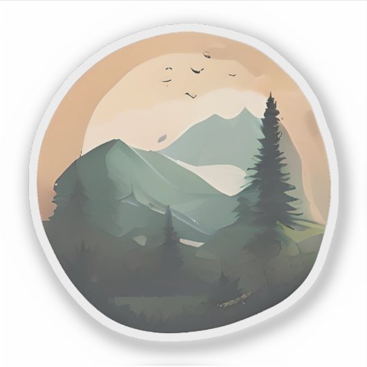 Sonnenaufgang über Gipfeln: Eine ruhige Bergwelt Aufkleber (Vorderseite)