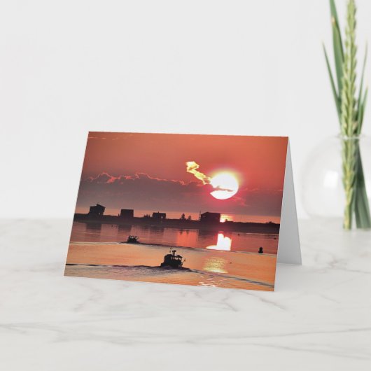 Sonnenaufgang über Hafen Plymouths MA Karte (Vorderseite)