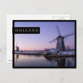 Sonnenaufgang über holländische Windmühlen, Postka Postkarte (Vorne/Hinten)