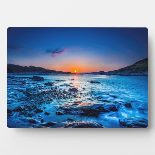 Sonnenaufgang über Horizont am Meer bei Morgendämm Fotoplatte (Vorderseite)