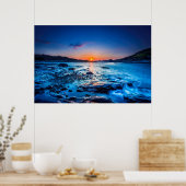 Sonnenaufgang über Horizont am Meer bei Morgendämm Poster (Küche)