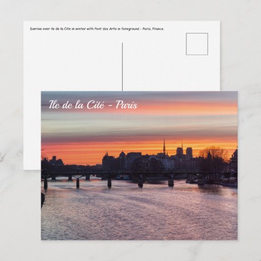 Sonnenaufgang über Ile de la Cite und Notre Dame - Postkarte (Vorne/Hinten)