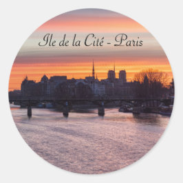 Sonnenaufgang über Ile de la Cite und Notre Dame - Runder Aufkleber