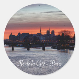 Sonnenaufgang über Ile de la Cite und Notre Dame - Runder Aufkleber