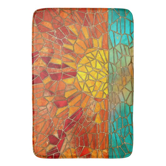 Sonnenaufgang über Meeresmosaikkunst Badematte (Vorderseite Vertikal)