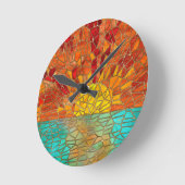 Sonnenaufgang über Meeresmosaikkunst Runde Wanduhr (Winkel)
