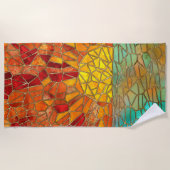 Sonnenaufgang über Meeresmosaikkunst Strandtuch (Vorderseite)