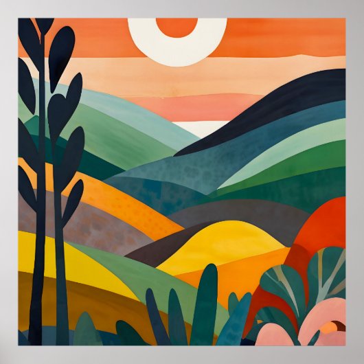 Sonnenaufgang über Rolling Hills Poster (Vorne)