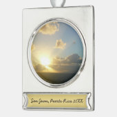 Sonnenaufgang über San Juan II Puerto Rico Banner-Ornament Silber (Links)