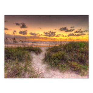 Sonnenaufgang über Sanddünen in Daytona Beach, F Fotodruck