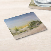 Sonnenaufgang über Sanddünen, originelle Ölmalerei Rechteckiger Pappuntersetzer (angewinkelt)