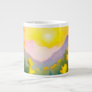 Sonnenaufgang über schneebedeckte Berge und See Jumbo-Tasse