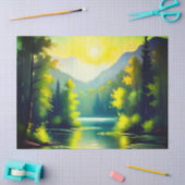 Sonnenaufgang über schneebedeckte Berge und See Seidenpapier (Basteln)