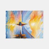 Sonnenaufgang über See und schneebedeckte Berge Fleecedecke (Vorderseite (Horizontal))