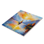 Sonnenaufgang über See und schneebedeckte Berge Fliese (Seite)