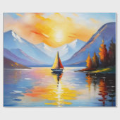 Sonnenaufgang über See und schneebedeckte Berge Geschenkpapier (Flach)