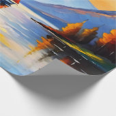 Sonnenaufgang über See und schneebedeckte Berge Geschenkpapier (Ecke)