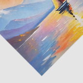 Sonnenaufgang über See und schneebedeckte Berge Seidenpapier (Ausschnitt)