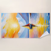 Sonnenaufgang über See und schneebedeckte Berge Strandtuch (Vorderseite)