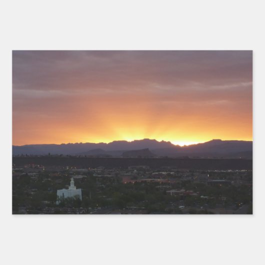 Sonnenaufgang über St. George Utah Landschaft Geschenkpapier Set (Vorderseite)