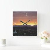 Sonnenaufgang über St. George Utah Landschaft Quadratische Wanduhr (Zuhause)