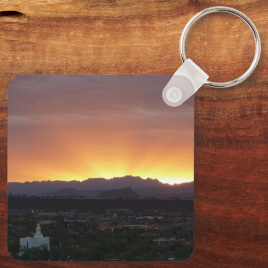 Sonnenaufgang über St. George Utah Landschaft Schlüsselanhänger (Rückseite)