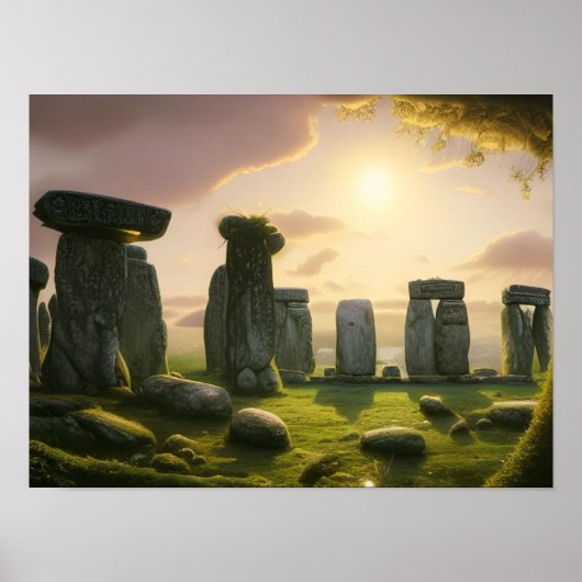 Sonnenaufgang über Stonehenge Digitale Kunst Poster (Vorne)