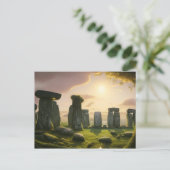 Sonnenaufgang über Stonehenge Digitale Kunst Postkarte (Stehend Vorderseite)