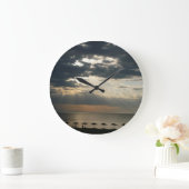 Sonnenaufgang über Strand in Griechenland Landscha Große Wanduhr (Zuhause)
