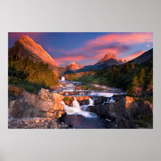 Sonnenaufgang über Swiftcurrent Creek Poster (Vorne)
