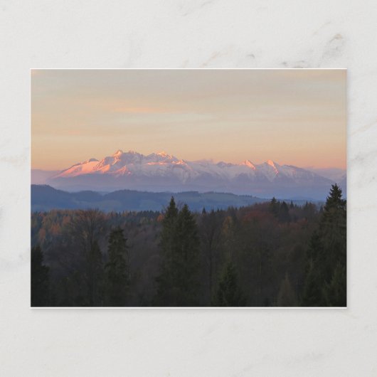 Sonnenaufgang über Tatras Postkarte (Vorderseite)