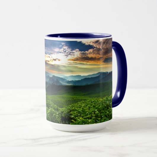Sonnenaufgang über Tee-Bauernhof Tasse (VorderseiteRechts)