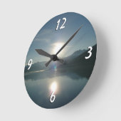 Sonnenaufgang über Uni Fjord Alaska Fotografie Runde Wanduhr (Winkel)