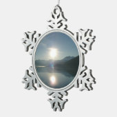 Sonnenaufgang über Uni Fjord Alaska Fotografie Schneeflocken Zinn-Ornament (Rechts)