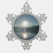 Sonnenaufgang über Uni Fjord Alaska Fotografie Schneeflocken Zinn-Ornament (Vorderseite)