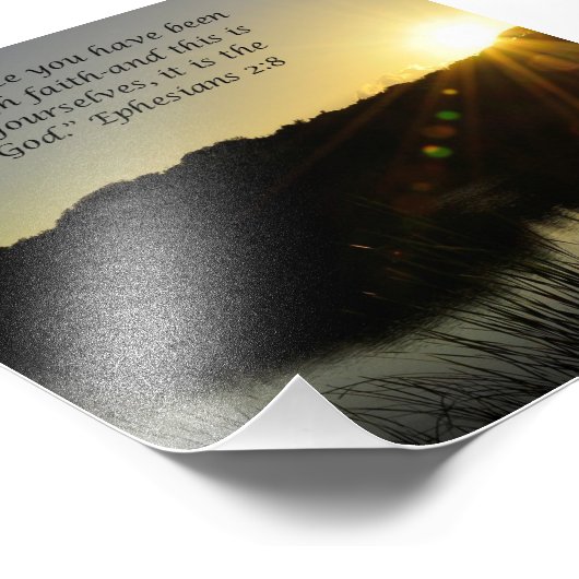 Sonnenaufgang über Wasser-Grace Ephesians 2:8 Prin Fotodruck (Ecke)