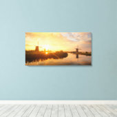 Sonnenaufgang über Windmühlen und einem Fluss in H Leinwanddruck (Insitu (Holzboden))