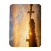 Sonnenaufgang über Windmühlen und einem Fluss in H Magnet (Vertikal)