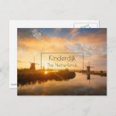 Sonnenaufgang über Windmühlen und einem Fluss in H Postkarte (Vorne/Hinten)