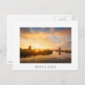 Sonnenaufgang über Windmühlen und einem Fluss in H Postkarte (Vorne/Hinten)