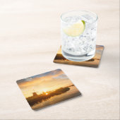 Sonnenaufgang über Windmühlen und einem Fluss in H Rechteckiger Pappuntersetzer (Vor Ort)