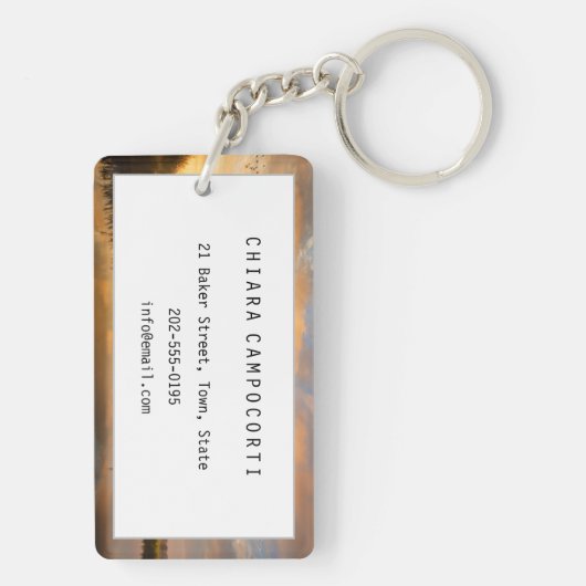 Sonnenaufgang über Windmühlen und einem Fluss in H Schlüsselanhänger (Rückseite)