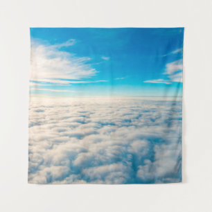 Sonnenaufgang über Wolken aus dem Flugzeugfenster Wandteppich