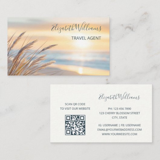 Sonnenaufgang und Gras | QR-Code Visitenkarte (Vorne/Hinten)