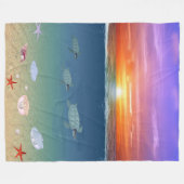 Sonnenaufgang und Meeresschildkröten Fleecedecke (Vorderseite (Horizontal))