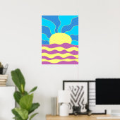 Sonnenaufgang und Wave Abstrakte Kunst Poster (Heimbüro)