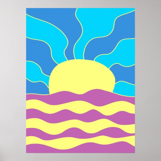 Sonnenaufgang und Wave Abstrakte Kunst Poster (Vorne)