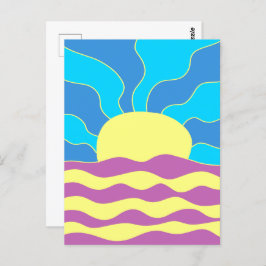Sonnenaufgang und Wave Abstrakte Kunst Postkarte